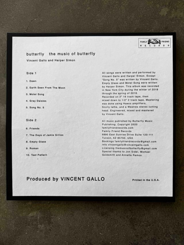 Butterfly (Vincent Gallo & Harper Simon) - The Music of Butterfly [PRE-ORDER, Release Date: 11-JAN-2025]